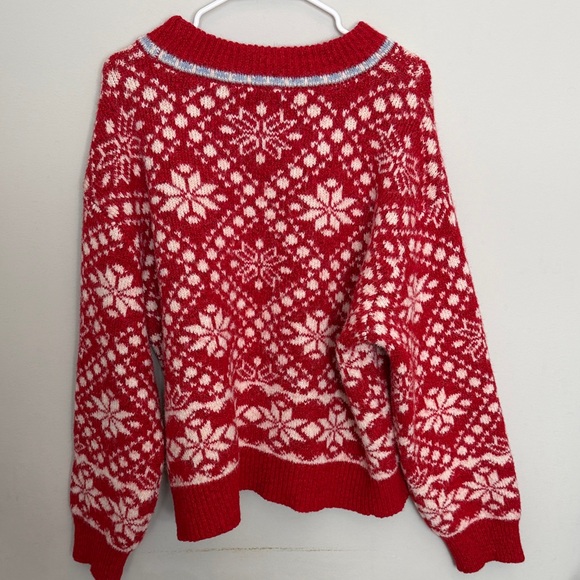 Universal Thread Red and White Fair Isle Scoopneck Sweater. Size XL - Picture 7 of 7